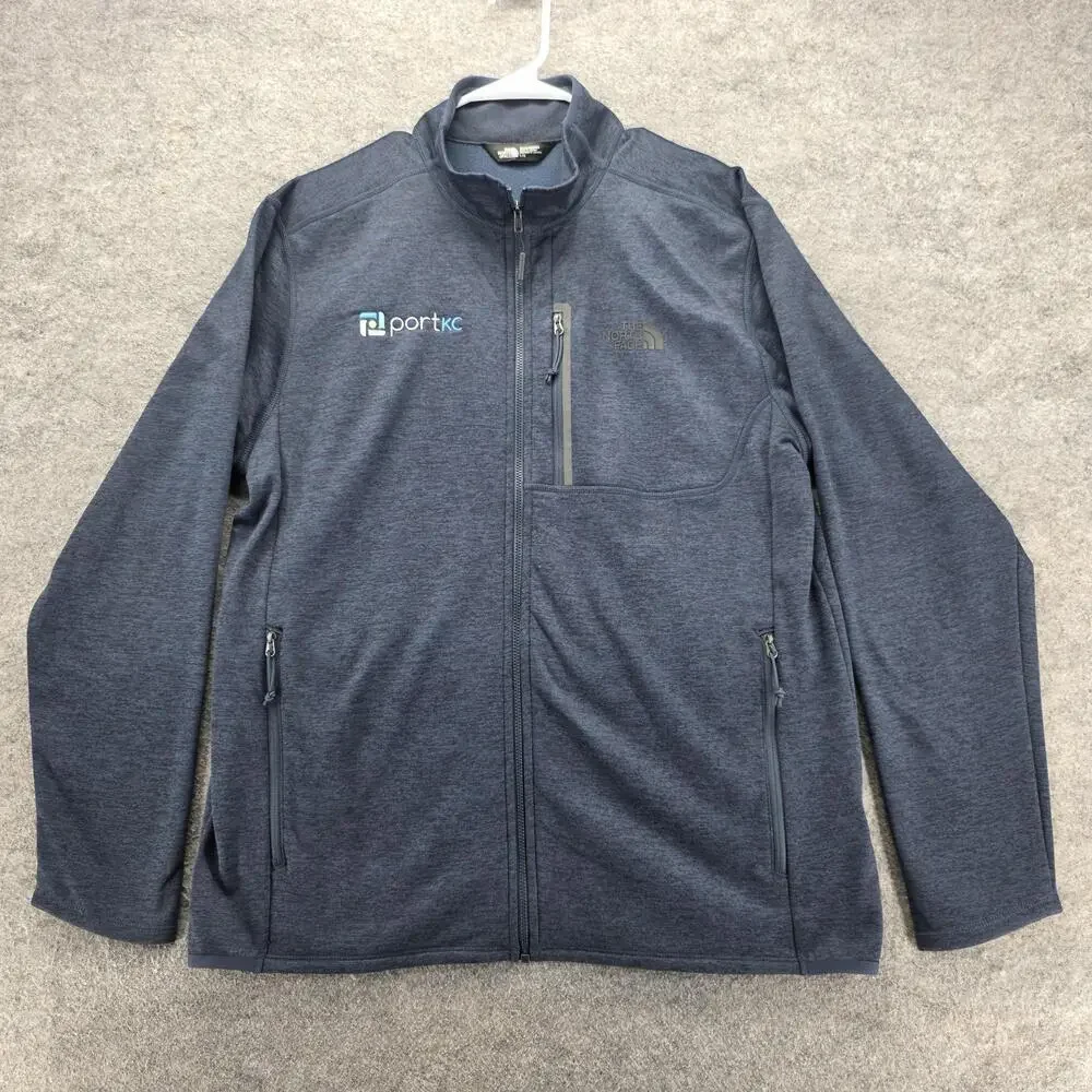 The North Face Jacket Mens Large Gray Full Zip Fleece Softshell PortKC Logo